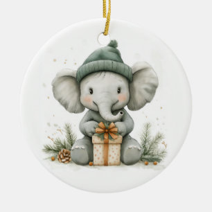 Décoration En Céramique adorable série de Noël animal bébé éléphant