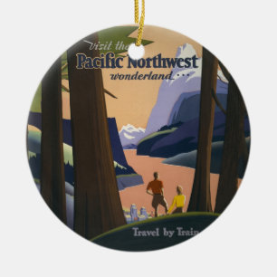 Décoration En Céramique Affiche de voyage vintage Pacific Northwest 1925 T