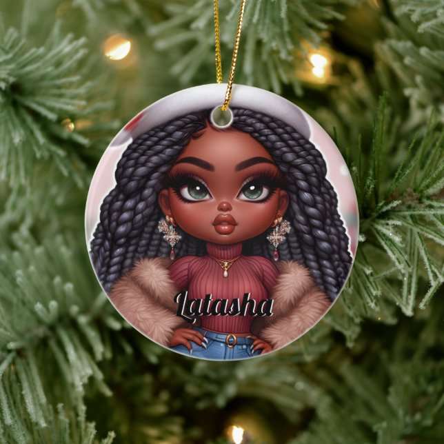 Décoration En Céramique Africaine-Américaine mignonne de Noël (Arbre)