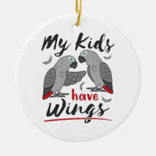 Décoration En Céramique African Grey Maman Papa Mes Enfants Ont Des Ailes