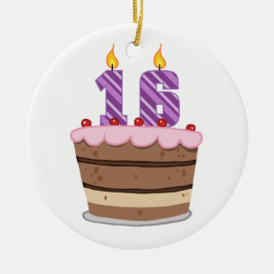 Décoration En Céramique Âge 16 sur le gâteau d'anniversaire