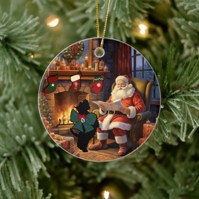 Décoration En Céramique Agnew Scottie Dog & Santa Personalized (Arbre)