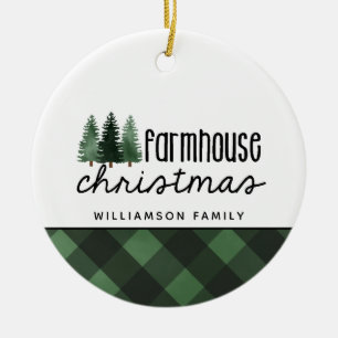 Décoration En Céramique Agritourisme rustique Noël Rouge Plaid Photo Ceram