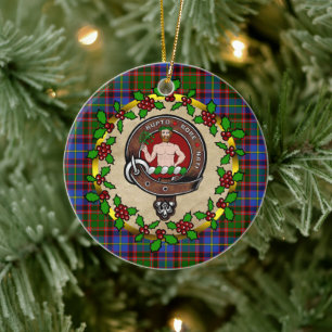 Décoration En Céramique Aikenhead Clan Badge & Tartan Personnalisé Noël