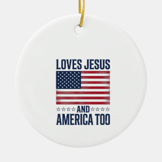 Décoration En Céramique Aime Jésus et l'Amérique aussi T-shirt chrétien pa