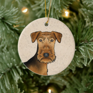 Décoration En Céramique Airedale Terrier Bingley Terrier Chien Tête Et Nom