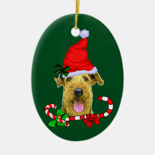 Décoration En Céramique Airedale Terrier Noël