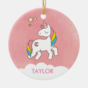 Décoration En Céramique Ajouter Votre Nom Cute Magique Unicorn Personnalis