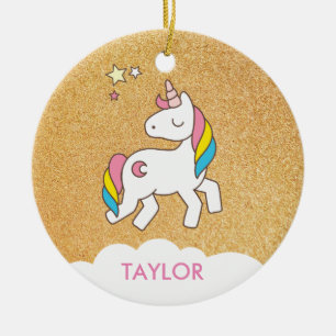 Décoration En Céramique Ajouter Votre Nom Cute Magique Unicorn Personnalis