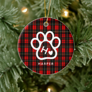 Décoration En Céramique Ajoutez Votre Propre Monogramme Tartan pour Chiens