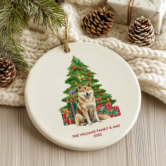 Décoration En Céramique Akita Inu Chien Noël personnalisé (Créateur téléchargé)