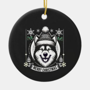 Décoration En Céramique Alaskan husky Noël cadeau amoureux des chiens Rein