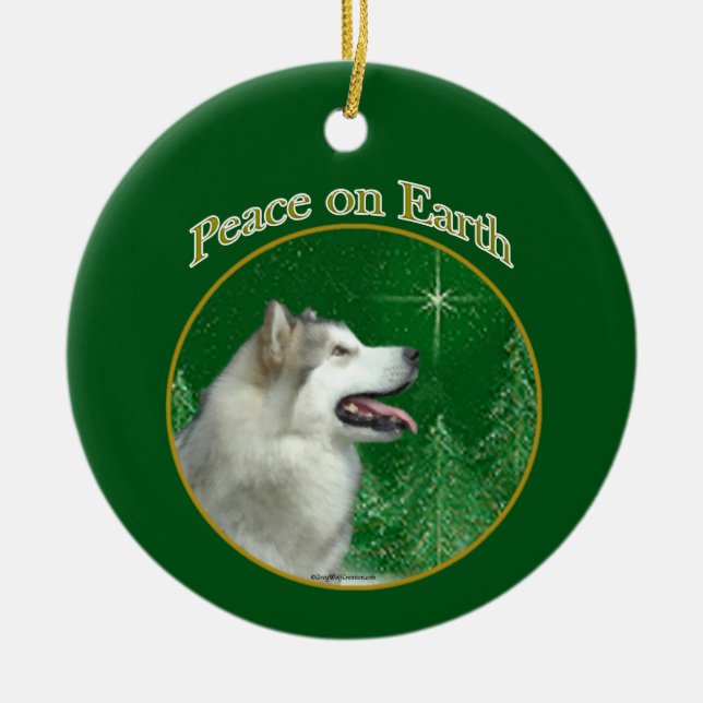 Décoration En Céramique Alaskan malamute la paix (Devant)