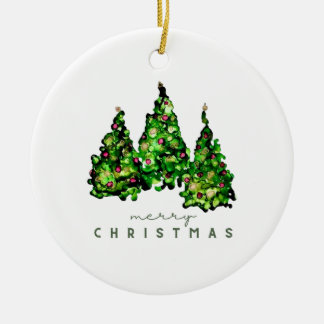 Décoration En Céramique Alcohol Ink Design Christmas Tree Holiday Card