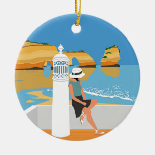 Décoration En Céramique Algarve plage fille voyage vintage style