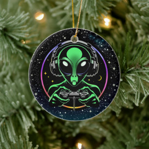 Décoration En Céramique Alien Lecture de jeux vidéo avec Arrière - plan ét