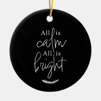 Décoration En Céramique All Is Calm, All is Bright Modern Black Round