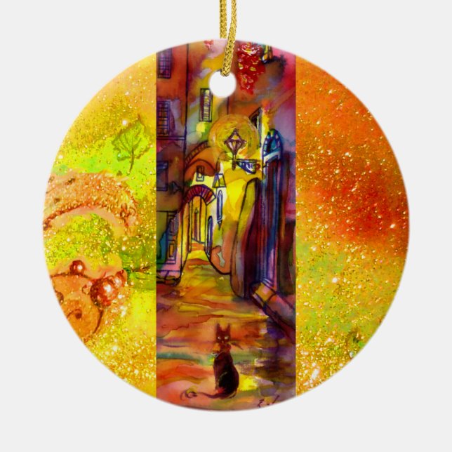 DÉCORATION EN CÉRAMIQUE ALLÉES MÉDIÉVALES LA NUIT À FLORENCE (Devant)