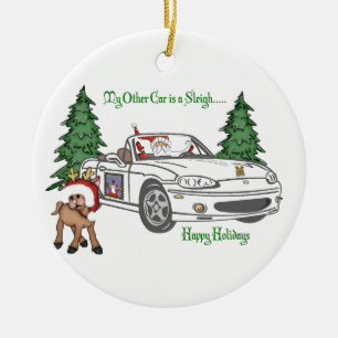 Décoration En Céramique ALMC-Père Noël Sleigh-Blanc