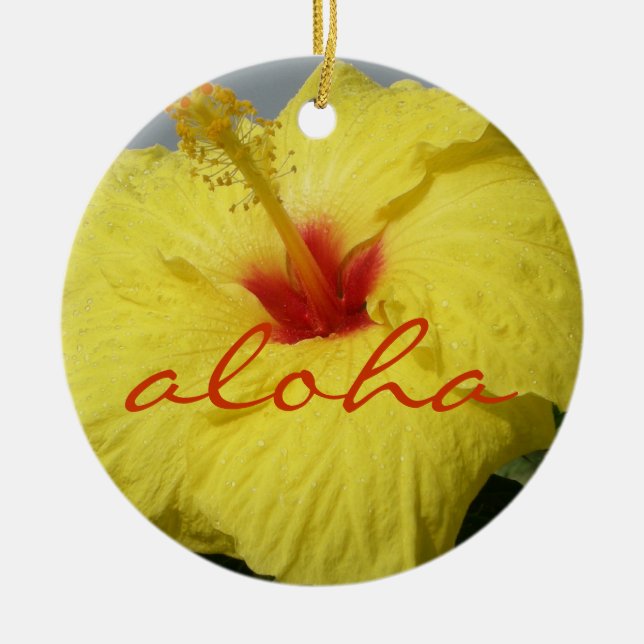 Décoration En Céramique Aloha, ketmie jaune d'Hawaï (Devant)