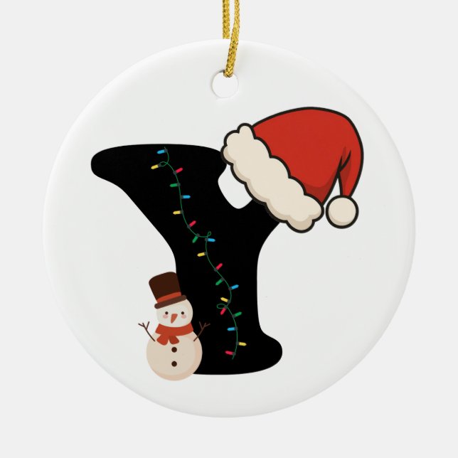 Décoration En Céramique Alphabet de Noël personnalisé Y (Devant)