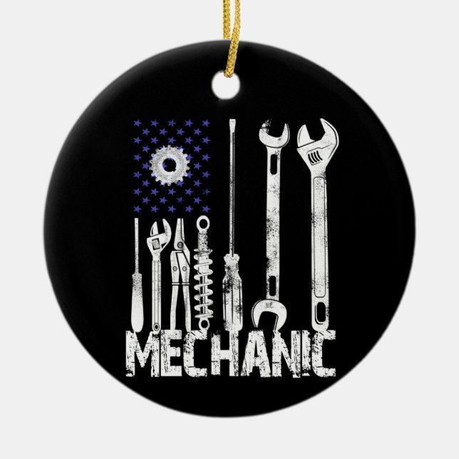 Décoration En Céramique Amateurs mécaniques | Mechanic USA Drapeau (Devant)