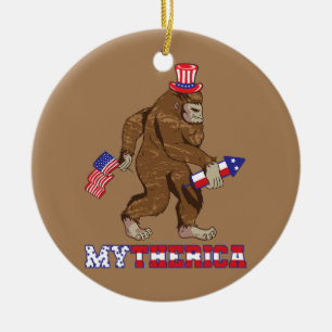 Décoration En Céramique America Gorilla Rocket Drapeau américain patriotiq