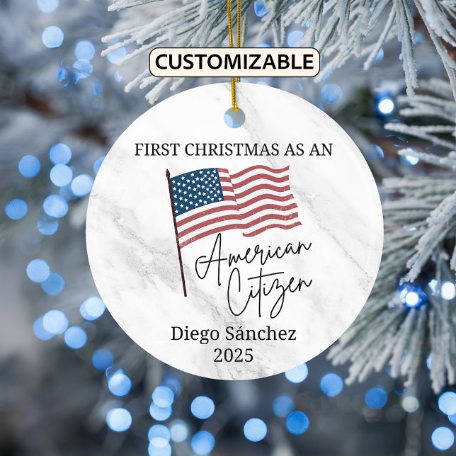 Décoration En Céramique American Citizen Ornament, Citoyenneté américaine (Créateur téléchargé)