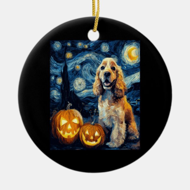 Décoration En Céramique American Cocker Spaniel Cute Dog Halloween Jack O  (Devant)