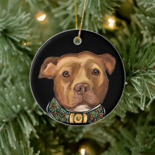 DÉCORATION EN CÉRAMIQUE AMERICAN STAFFORDSHIRE TERRIER 