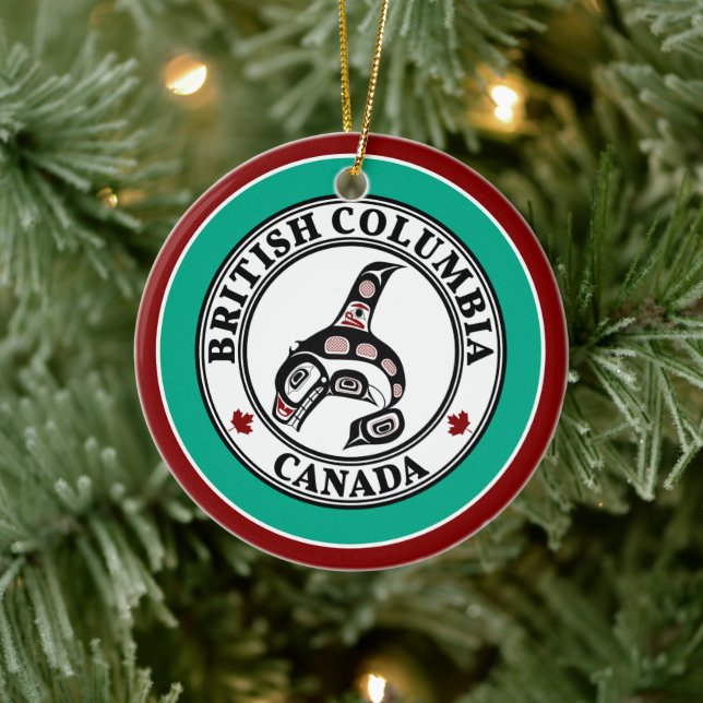 Décoration En Céramique Amérindien Red Black Art Orca Killer Whale (Arbre)