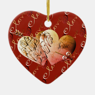 Décoration En Céramique Amour"Avoir un Heureuse Sainte-Valentin" Coeurs