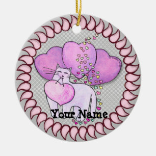 Décoration En Céramique Amour de chat pour le cœur