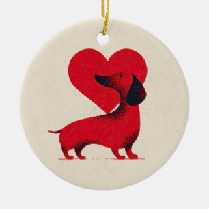 Décoration En Céramique Amour de Dachshund – Dessin de coeur de chien mign