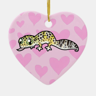 Décoration En Céramique Amour de Gecko Léopard (ajoutez votre propre messa