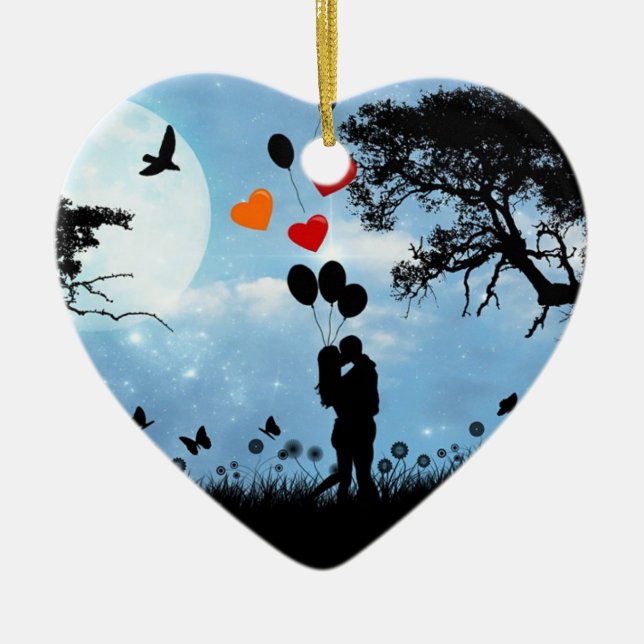Décoration En Céramique Amour de silhouette (Devant)