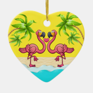 Décoration En Céramique Amour Flamant rose amusant