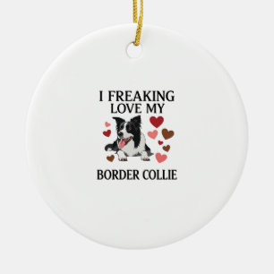 Décoration En Céramique Amour fou pour Border Collie Dog Hearts_1