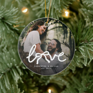 Décoration En Céramique Amour Moderne Typographie de Couple avec Photo Per