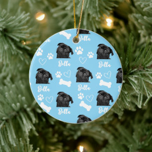 Décoration En Céramique Amour Personnalisé Bleu Empreinte de Patte Chien A