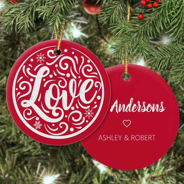Décoration En Céramique Amour Personnalisé Couple Noël Vacances Rouge (Créateur téléchargé)