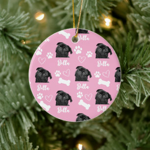 Décoration En Céramique Amour Personnalisé Rose Empreinte de Patte Chien A