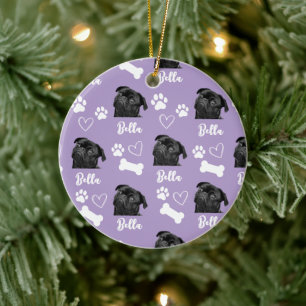 Décoration En Céramique Amour Personnalisé Violet Empreinte de Patte Chien