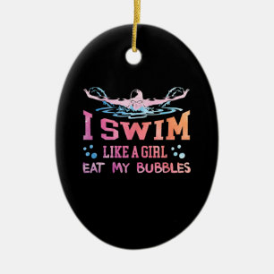 Décoration En Céramique Amoureux De La Baignade - Je Nage Comme Une Fille