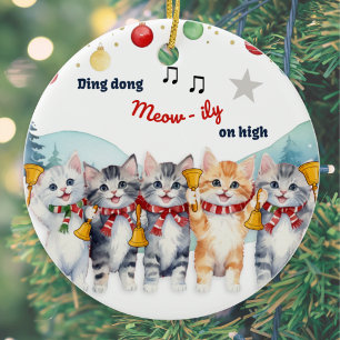 Décoration En Céramique Amoureux des Chats Amusants Noël Aquarelle