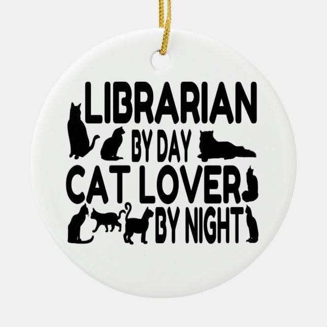 Décoration En Céramique Amoureux des chats bibliothécaire (Devant)