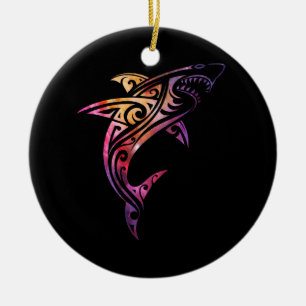 Décoration En Céramique Amoureux des requins de la tribu Hawaii Mano