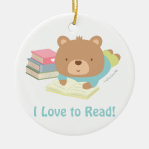 Décoration En Céramique Amours mignons d'ours de nounours pour lire le