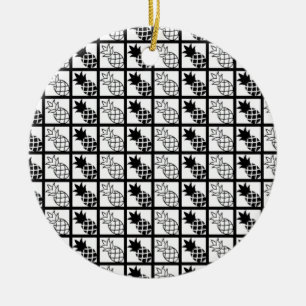 Décoration En Céramique ananas design noir et blanc