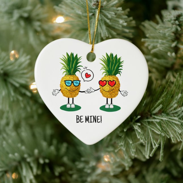 Décoration En Céramique Ananas personnalisé Emoji amour couple (Arbre)